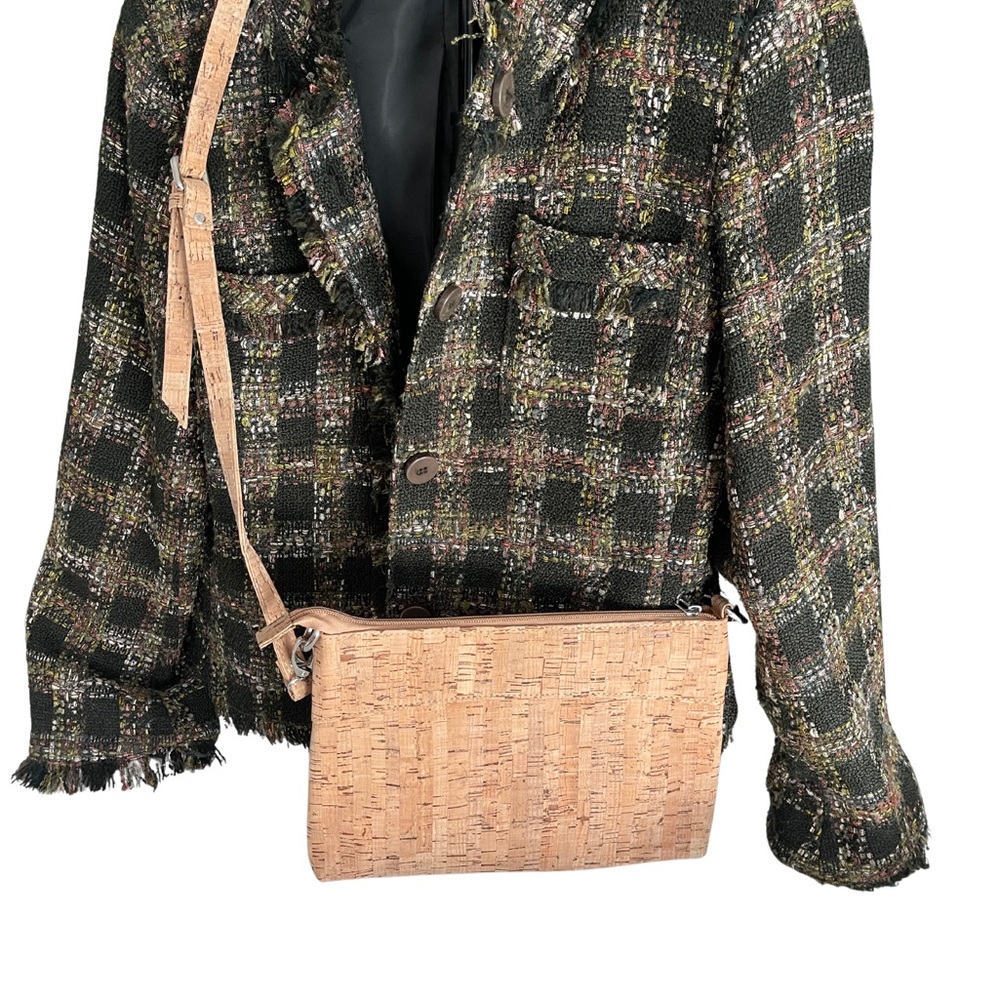 Crossbody Bag Cork Inspired Tan Versatile Long Strap 22"